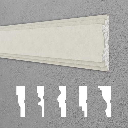 HEXIM Fassadenprofile Gesimsprofile Aussenfassade Fassadenstuck Fassadenelemente Fassade verkleiden Außenstuck - (DML-122, 35 x 140 mm, 24 Meter / 12 Profile)