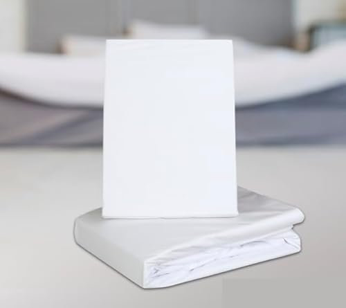 BCSHome | Jersey Spannbetttuch 140-160x200 Weiß | 100% Naturfaser Baumwolle | Strapazierfähig & Atmungsaktiv | Spannbettlaken für Matratzen 20-25 cm | Oeko-TEX Standard | Made in Austria