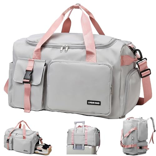 YOUYIKE Sac de Sport pour Femmes et Hommes, Sac de Voyage de Week End, 42L Étanche Sac de Sport Grand avec Compartiment à Chaussures et Compartiment Humide, pour Voyage, Fitness, Sport