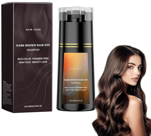 Shampoo Coloration Capillaire Instantané – Shampooing Teinture 3 En 1 Pour Cheveux Gris – Formule à Base D'ingrédients Naturels, Facile à Appliquer – 200ml – Adapté Aux Femmes Et Hommes (Marron)