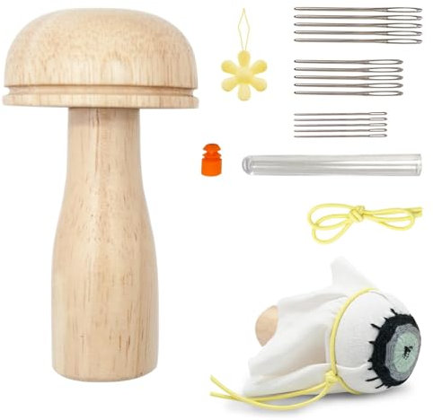 Stopfpilz Und Stopfei, 20pcs Hölzerne Stopfpilz Set Mit Nähnadeln Für Verdammlöcher Und Andere Häkel-/Strickreparaturen/Handscheibenhandwerks