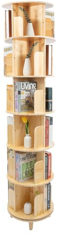 Densony Libreria girevole a 6 livelli a 360°, scaffale angolare di alta qualità in legno a 6 livelli, organizzatore multifunzionale per libri e souvenir, per bambini e adulti