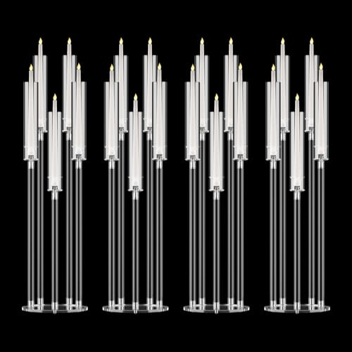 Candelabri trasparenti a 5 bracci per centrotavola, 4 portacandele in acrilico, portacandele in cristallo, 3 altezze, decorazione per matrimoni, soggiorno, tavolo da pranzo, Natale (1 set)
