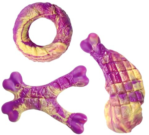 Lot de 3 à mâcher pour Chien – Aide à la Dentition sans éclats, Lot de 3 Anneaux en Forme de Cuisse de Poulet, goût Viande de bœuf, Outil de Soin Dentaire en Nylon Robuste, pour Chiots de