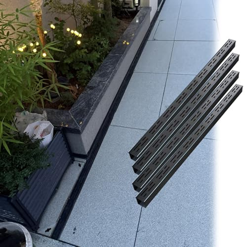 Effektivt regnvattendräneringssystem – 4-pack smala svarta franska avlopps med galler, 5 x 3 cm (2 x 1,2 tum) – perfekt för uteplatser, uppfarter och vattenhantering utomhus