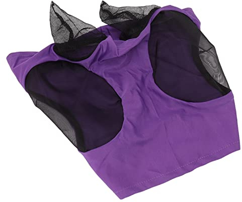 Acouto Mesh Horse Face Mask with Ears Protection Lightweight and (Purple)