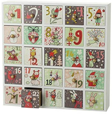 Återanvändbar julkalender i trä med lådor unik ovanlig