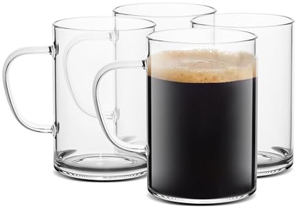 LUXU Glass Coffee Mugs, 16 oz Ice coffee cups,Large Beer Mugs Set of 4