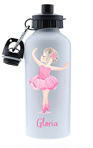 Kembilove Botella agua niños personalizada – Cantimplora Infantil Personalizada – Botella – Botella agua niños acero inoxidable infantil – Botella Unicornio niña Bailarina