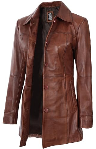 Decrum Womens Blazer Leather Jacket - Brown Leather Coats | [1515032] Kandis Cognc, S