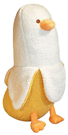 OUKEYI Banana Duck Plush Toy, Stuffed Animals Soft Toy, Plush Duck Cuddly Toy Cuddle Cushion Bed Sofa Chair, Hugging Pillow Gift for Kids Girls Boys (White, 50 cm)