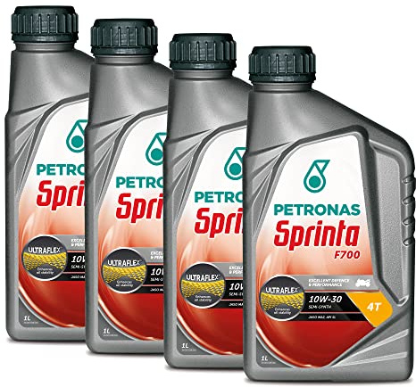 Petronas Kit 4X Sprinta F700 10W-30 Olio Motore Semi Sintetico per Moto e Scooter 4 Tempi - 4 Confezioni da 1 Litro