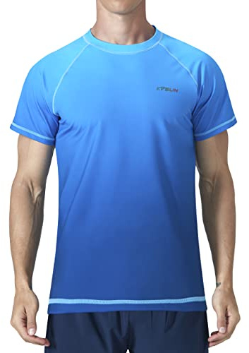 Mens Swim Shirts UPF 50+ Sun Protection Rash Guard Beach Fishing T Shirts