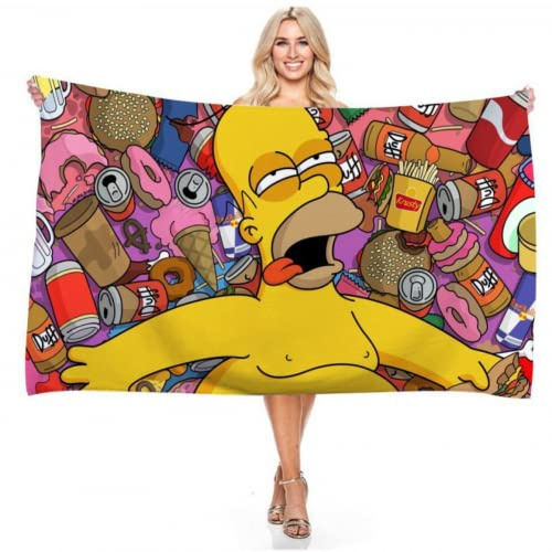 IMFLY The Mpsons strandhandduk, mikrofiberstrandhandduk 70 x 140 cm, strandhanddukar barn, strand och pool, presenter för barn, strandhanddukar, handduk (1,80 x 160 cm)