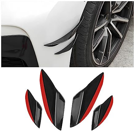 CGEAMDY 4 PCS Car Front Bumper Splitter, Carbon Fiber Car Front Bumper Lip Splitter Fin Canard Splitter, Fins Lip Canards Body Skirt Protector, Rubber Sticker Fins Body Spoiler Kit(Piano Black)