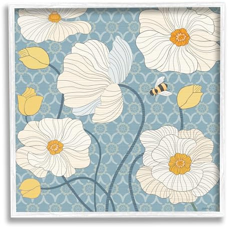 Stupell Industries Poppies with Trellis Pattern Framed Giclee Art by Jennifer Brinley rep. Levison Designs