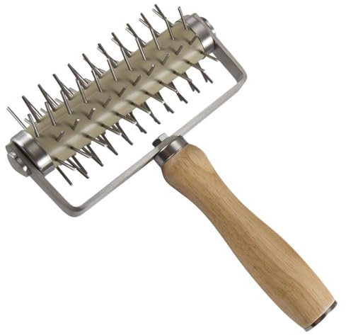 ABOOFAN Rodillo De Masa Para Pizza Con Púas Acero Inoxidable Y Mango De Madera Perforador De Pizza Reutilizable Para Hornear Masa Uniforme Sin Burbujas Herramienta De Cocina