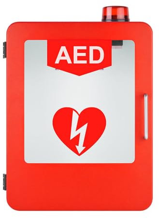 WDDEYYDS Tragbarer AED-Schrank, Erste-Hilfe-AED-Aufbewahrungssystem, passend für AED-Defibrillatoren Aller Marken, Medikamentenbox für das Büro und Zuhause (17,7 * 13,8 * 7,1 Zoll),Red
