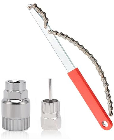 BOBISHE Fahrrad Kettenpeitsche Zahnkranzabzieher und Fahrrad Innenlager Entferner 3pcs-Set Kassettenschlüssel Fahrrad Kassetten Werkzeug Ritzelabnehmer Cassette Lockring Tool Schraubkranz Abzieher