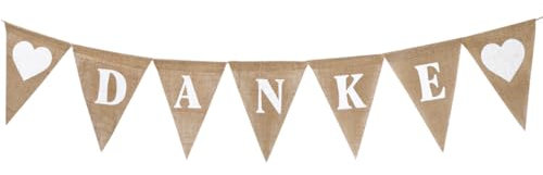 Danke Girlande Jute，Sackleinen Wimpelkett，Banner Girlande Hochzeit aus Jute，Boho Vintage Hochzeitsdeko Deko，Ideal für Hochzeiten, Partys oder Outdoor-Shootings