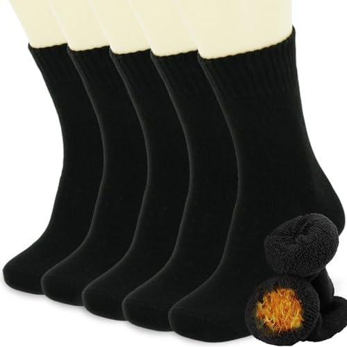 VoJoPi - Calcetines cálidos de invierno para hombre, 5 pares suaves y gruesos, calcetines térmicos de lana para senderismo, esquí, ocio y trabajo, 39-45
