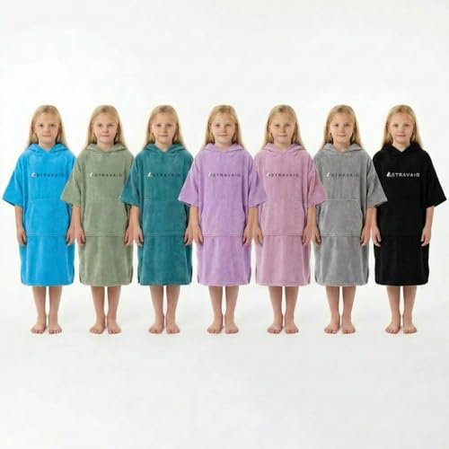 Stravaig Poncho pour enfants – Serviettes à capuche pour enfants, peignoir à langer, parfait pour la plage et la piscine (Royaume-Uni, 4 ans, 9 ans, standard, lilas)