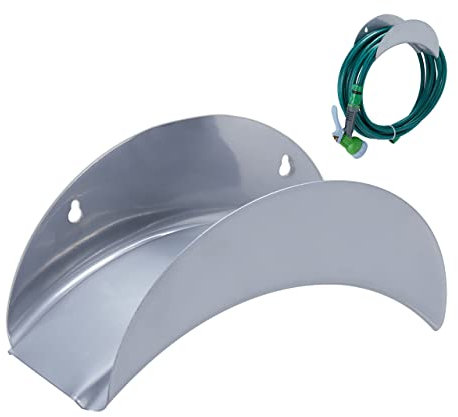 Relaxdays 3 x Schlauchhalter Wand, für je 30 m 1/2 Schlauch, Gartenschlauch Halterung, Metall, runde Schlauchaufhängung, grau