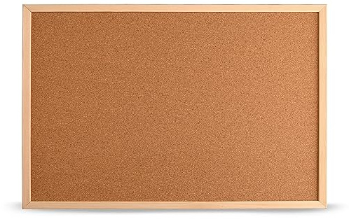 MG Design Bacheca in sughero con cornice in legno 100 x 150 cm Naturale – organizer per appunti, foto e programmi per la casa, l'ufficio e la scuola