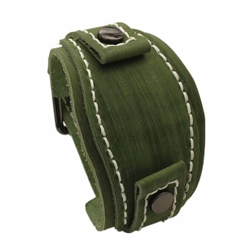 25 mm brett äkta läder klockarmband för män, bred punkstil, brett band med spänne, brun, svart och blå