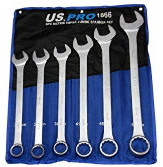 US PRO 6 Piece Jumbo Combination Spanner Set Metric 33-50mm BER1865