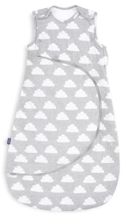 Snuz Baby Sleeping Bag with Nappy Zip - For Easy Nappy Changes, Super Soft Cotton Sleeping Bags with Easy Fit Poppers, Meets British Safety Standard, Cloud Nine, 1 Tog 6-18M