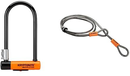 Kryptonite Evolution Standard (10x22,9cm) & Schlaufenkabel Krypto Flex 213 cm, ⌀10 mm, grau