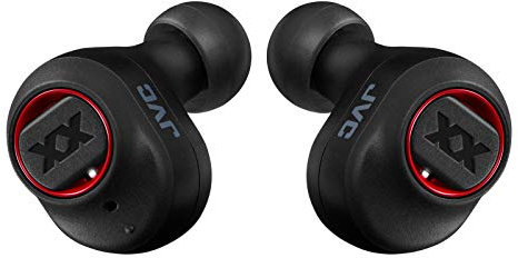 JVC HA-XC50T-B XX True Wireless Earbuds Headphones, Long Battery Life (up to 24 Hours), Extreme Deep Bass with Special Tuning, Dust Proof and Water Jet Proof (IPX55), Shock Proof (Black Red)