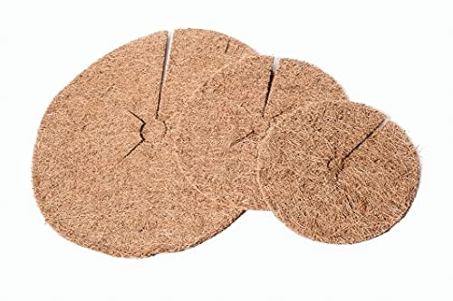Novatool Kokos-Mulchscheiben Ø 30cm Scheibe mit Loch Kübelabdeckung Winterschutz für Topfpflanzen Indoor Outdoor Pflanze Pflanzenschutz Abdeckscheibe Frostschutz Kälteschutz für Pflanzen und Bäume