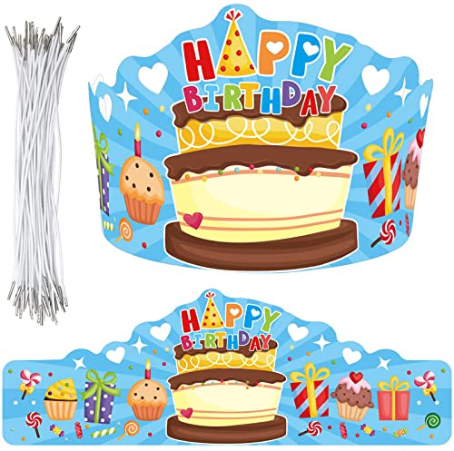 Fancy Land Birthday Crowns for Kids Die-Cut Blue Crowns Classroom Family Birthday School VBS Party Supplies Pack of 30 Preschool Classroom Must Haves