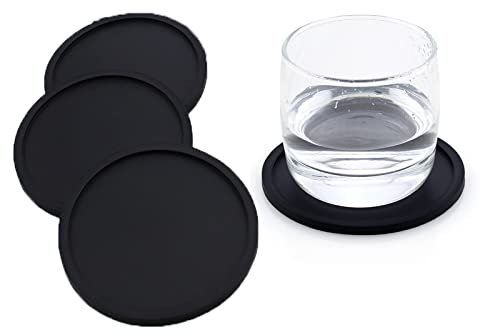 JCKD 4pcs Cushittino in silicone rotondo Cushittino in silicone antiscivolo Cushittino in birra da caffè Cushittino per bevande domestiche e bar Cushittino per bevande per tutti i tipi di tazze (nero)