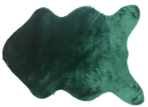 Treer Faux Lammfell Schaffell Teppich, Lammfellimitat Teppich Longhair Fell Optik Nachahmung Wolle Bettvorleger Kunstfell Dekofell Sofa Matte für Kinderzimmer (60 * 90cm,Dunkelgrün)