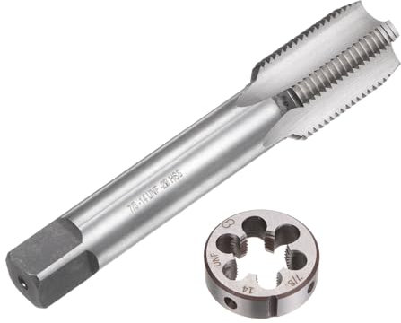 QUARKZMAN Set di 2 Pezzi Rubinetti e Matrici, Maschio Filettatore 7/8-14 UNF e Fresa Rotonda, Kit di Maschio e Fresa per Riparazione Filettature Dadi Viti Bulloni