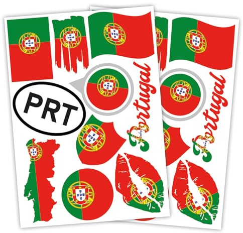 Finest Folia set om 2 DIN A4 landsdekaler flagga för landsflagga för bil motorcykel klistermärken landsflagga självhäftande väderbeständig R217 (46 Portugal)