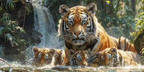 Tigre Dipingi con i Numeri Adulti, Dipingere con i Numeri autunno Paint by Numbers Bambini Adulti Hobby Creativi, con Pennelli Pittura a pigmento Acrilico Disegno Senza Cornice Home Decor 30X60CM