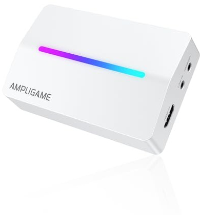Fifine AmpliGame - Tarjeta de captura de video HDMI USB 4K para transmisión OBS, tarjeta de captura de audio 1080P con RGB, entrada/salida HDMI compatible con Switch/XBOX/PS5/Computer-V3 blanco
