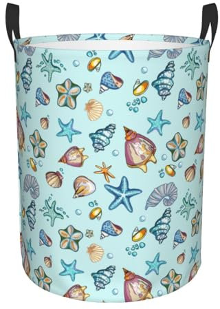 Cestos De La Ropa Sucia Conchas Marinas 2 Impresión Cesto Para La Ropa Plegable Cesta De Almacenamiento Portátil Cesta De Almacenaje Para Sala Baño 40X50Cm
