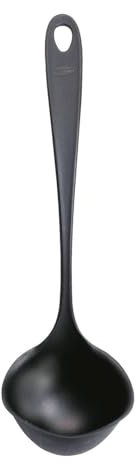 Fiskars Suppenlöffel mit tropfsicherem Rand, Essential, Kunststoff, Länge: 28,6 cm, Volumen: 100 ml, Für rechts- und linkshändigen Gebrauch, Schwarz, 1079059