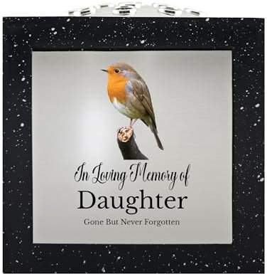 In Loving Memory Of Memorial Rose Bowl Grave Marker Flower Pot Vase With Robin Design Mum Dad Grandad & Lots More Black/Silver (UV PRINTED) (Daughter)