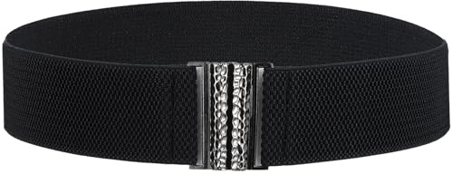 Cintura Vintage da Donna Bremorou, Nero, 65 x 5 cm, Elasticizzata, Larga, con Fibbia Metallica, Per Abiti da Sera