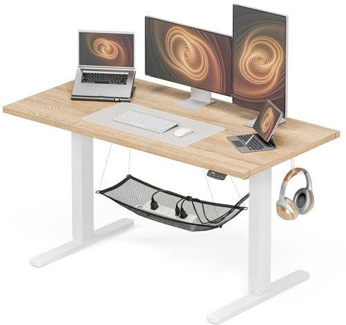 Acrolix Bureau Assis-Debout Électrique 120x60 cm, Bureau Réglable en Hauteur Stable avec 50 000 Cycles de Test et Plateau Écologique, Brun Rustique Clair, Idéal pour Bureau et Télétravail