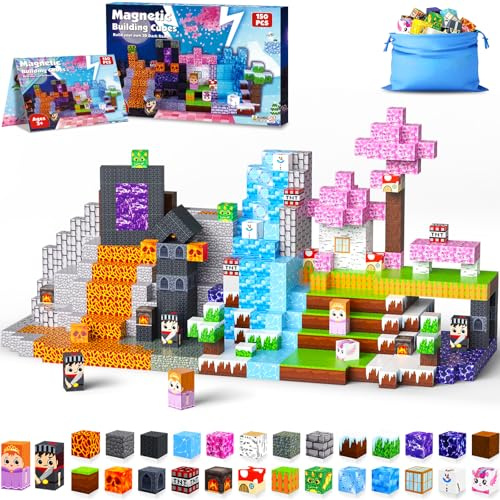 ECHOBUY Bloques Magneticos Construcción 150 Piezas Bloques Magnéticos Niños, Juego Magnetic Blocks Juguetes Sensorial Stem Montessori Regalos para Niños y Niñas 3+ Años