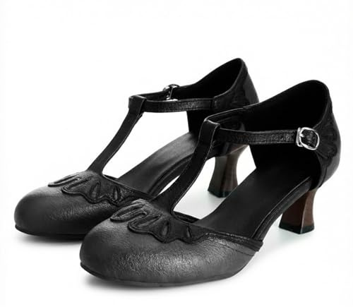 Pumps Mary Jane vintage T-rem klack trigger rund tå tvåfärgad brogue utskärningar klänning skor retro åskådare domstol klackar för fest och vintagekläder
