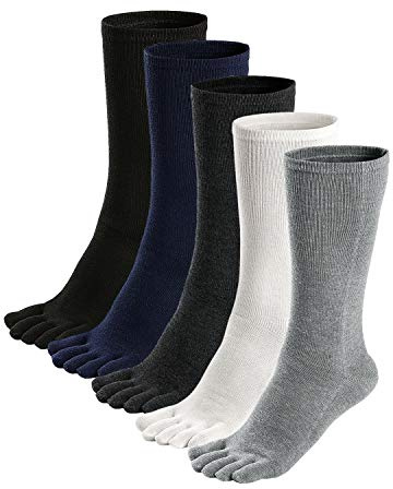 PUTUO Calcetines con Cinco Dedos Hombres Calcetines de Deportes de Algodón, Calcetines Dedos Separados Hombre, EU39-45, 5 pares
