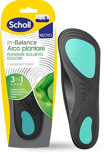 Dr. Scholl's In-Balance Arco Plantare, Plantare Sollievo Dolore, Solette Ortopediche Piede Piatto, Plantari con Gel Ammortizzante a Doppio Strato con Supporto Flessibile, Taglia L (42.5-45), 1 Paio